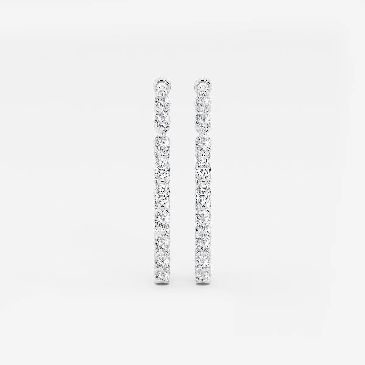 5 Ct Oval Lab Grown Diamond Inside Out Hoop Earrings