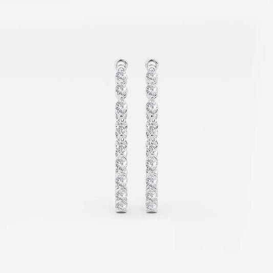 5 Ct Oval Lab Grown Diamond Inside Out Hoop Earrings