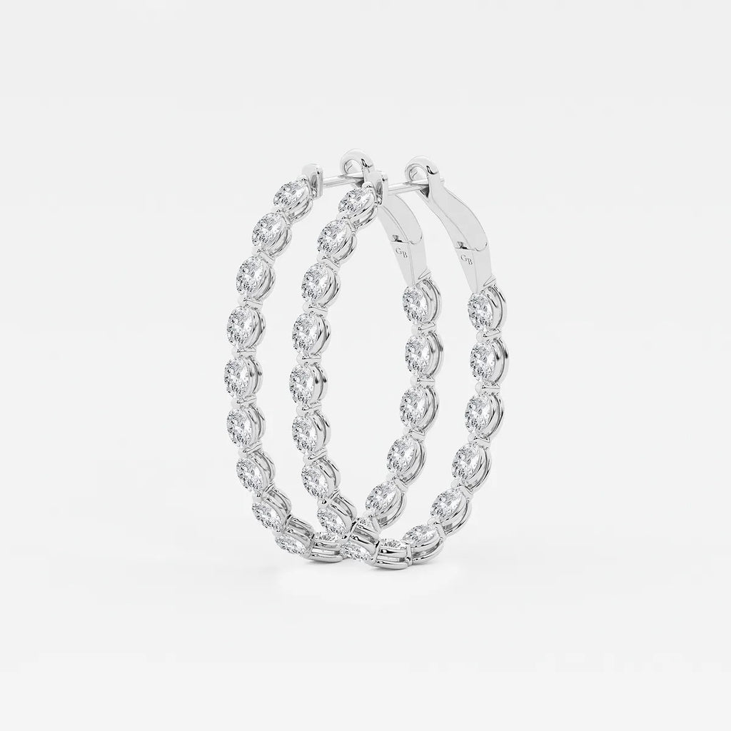 5 Ct Oval Lab Grown Diamond Inside Out Hoop Earrings