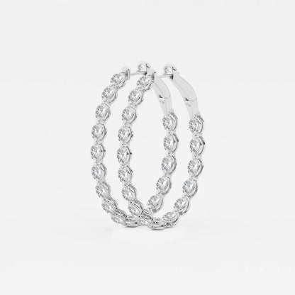 5 Ct Oval Lab Grown Diamond Inside Out Hoop Earrings