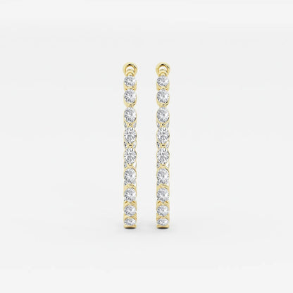 5 Ct Oval Lab Grown Diamond Inside Out Hoop Earrings