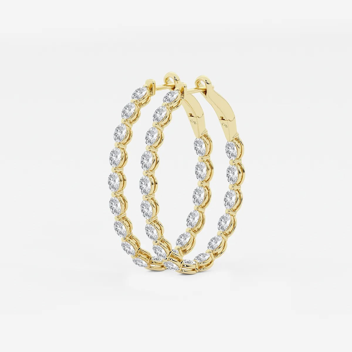 5 Ct Oval Lab Grown Diamond Inside Out Hoop Earrings