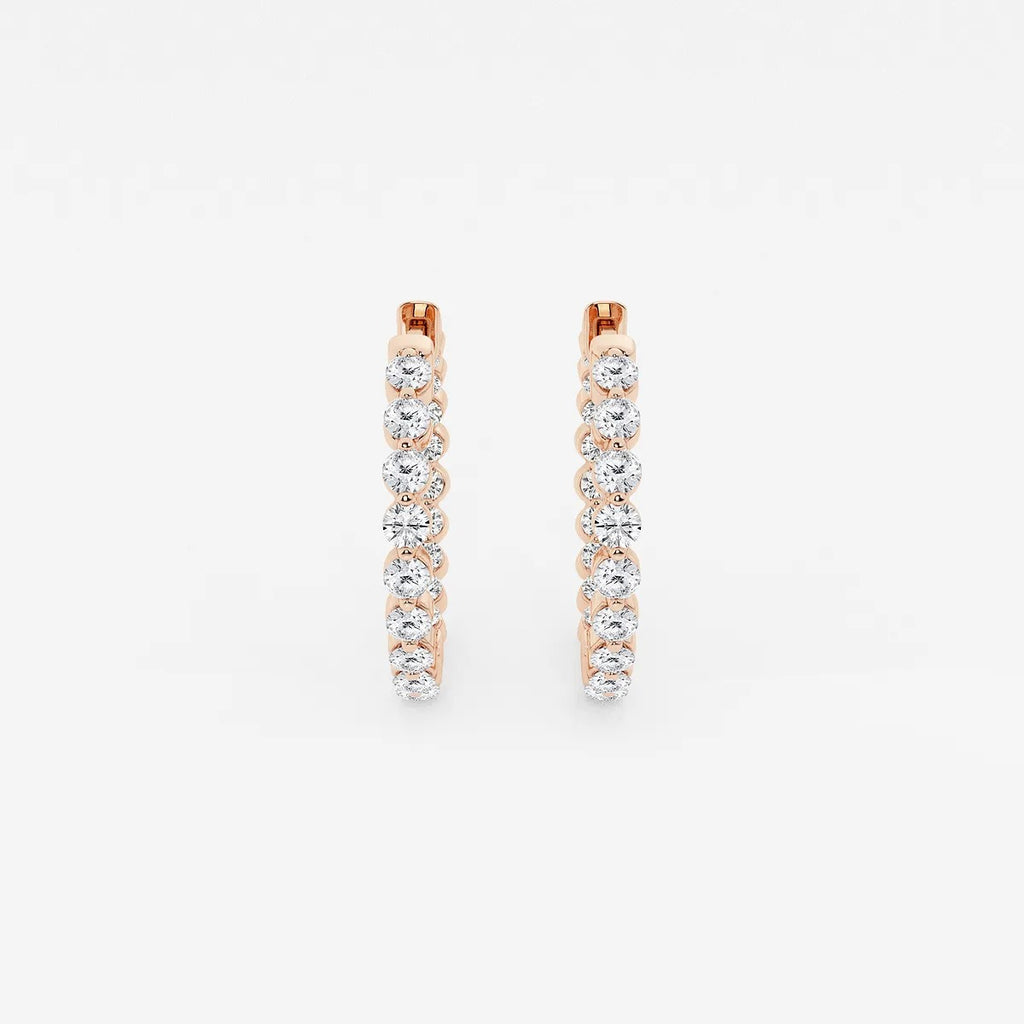 1 Ct Round Lab Grown Diamond Inside Out Floating Hoop Earrings