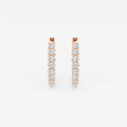 1 Ct Round Lab Grown Diamond Inside Out Floating Hoop Earrings