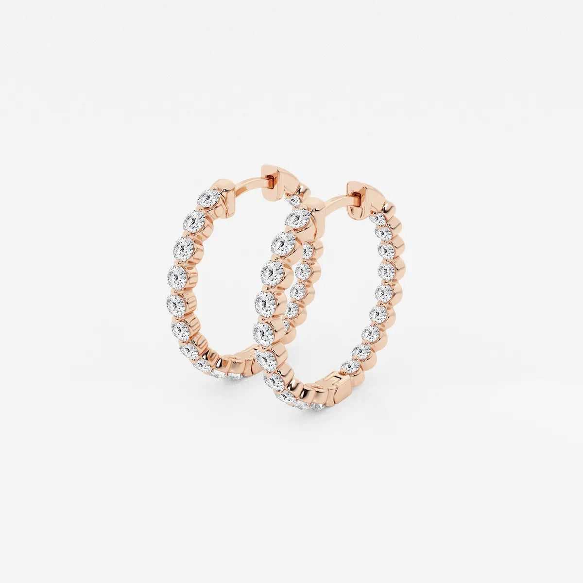 1 Ct Round Lab Grown Diamond Inside Out Floating Hoop Earrings