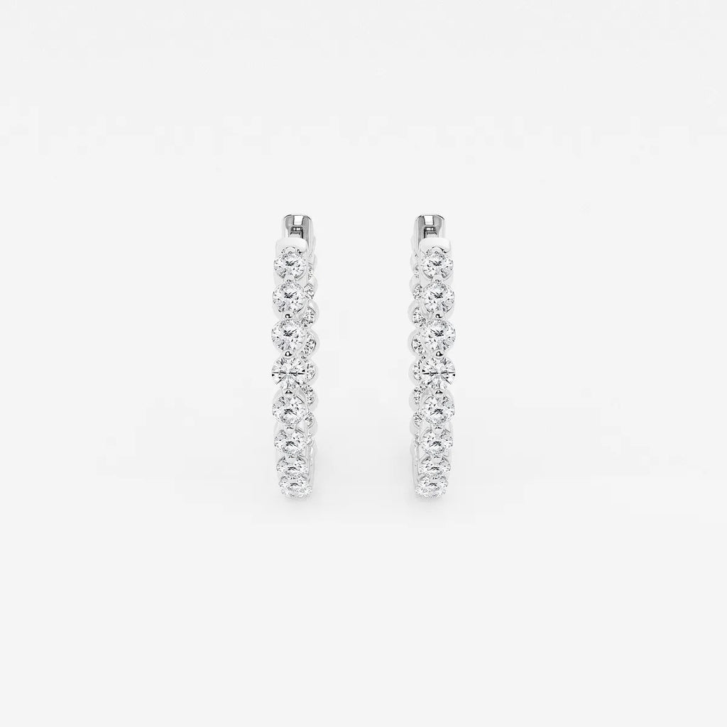 1 Ct Round Lab Grown Diamond Inside Out Floating Hoop Earrings