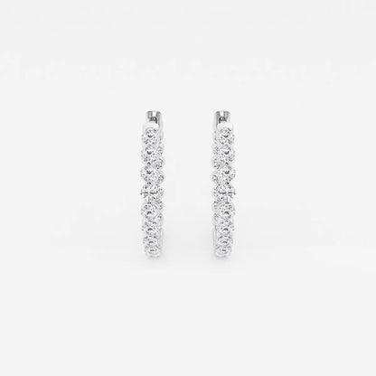 1 Ct Round Lab Grown Diamond Inside Out Floating Hoop Earrings