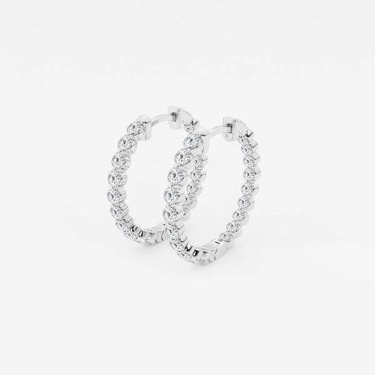 1 Ct Round Lab Grown Diamond Inside Out Floating Hoop Earrings