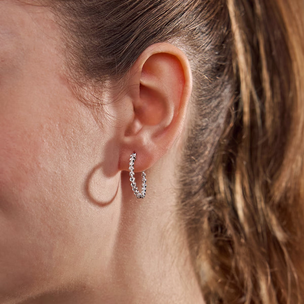 1 Ct Round Lab Grown Diamond Inside Out Floating Hoop Earrings