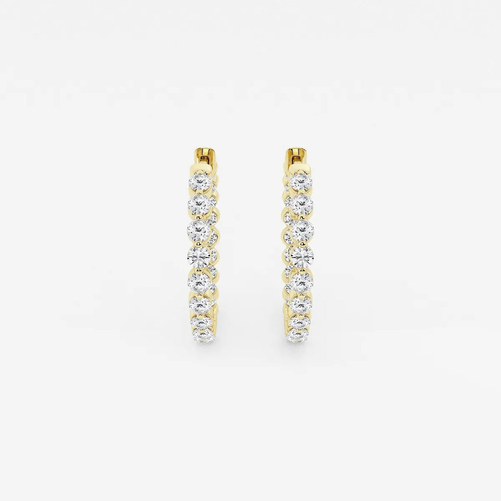 1 Ct Round Lab Grown Diamond Inside Out Floating Hoop Earrings