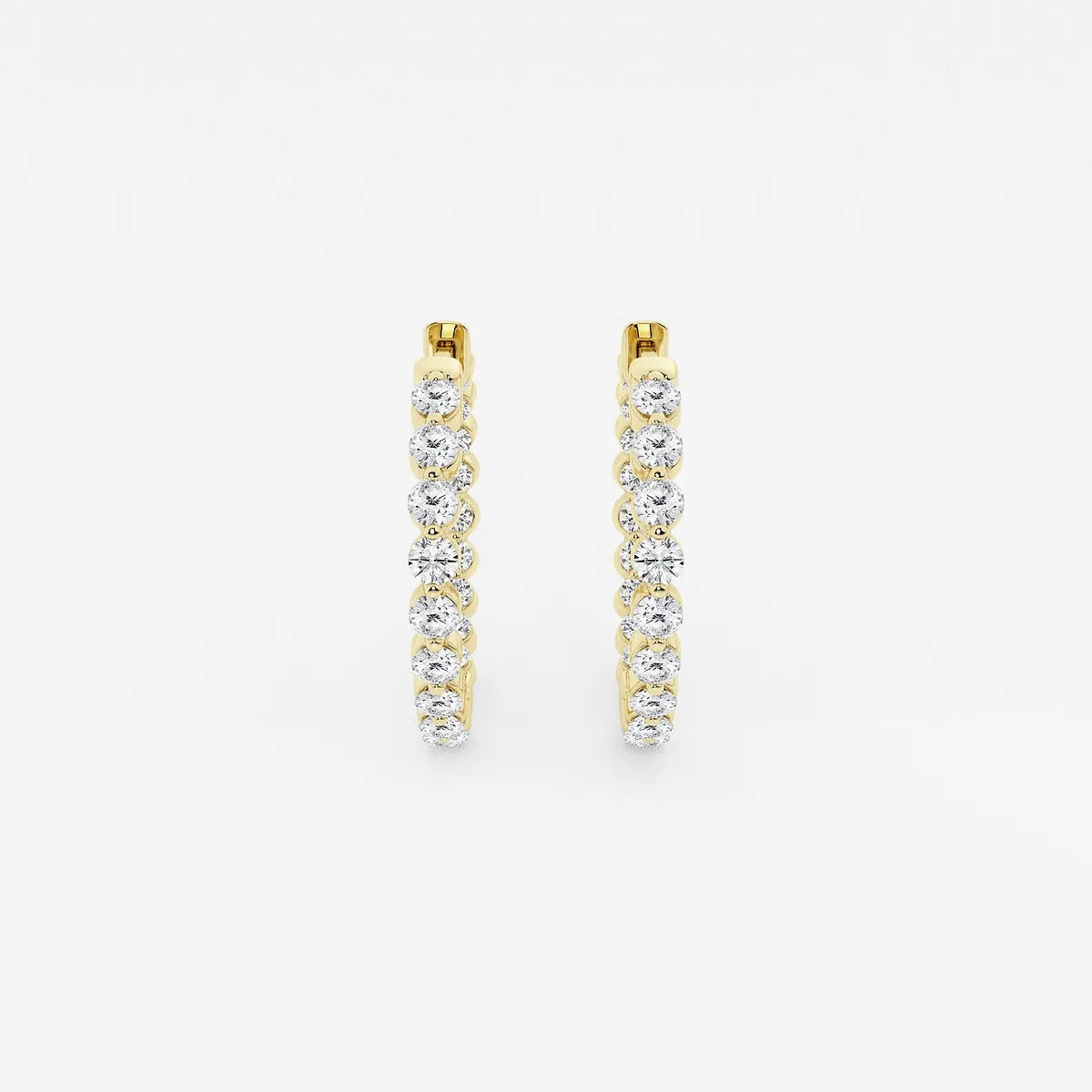 1 Ct Round Lab Grown Diamond Inside Out Floating Hoop Earrings