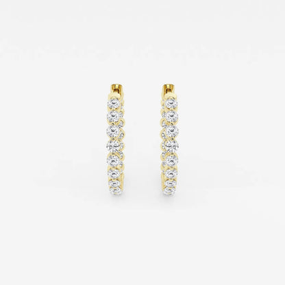 1 Ct Round Lab Grown Diamond Inside Out Floating Hoop Earrings