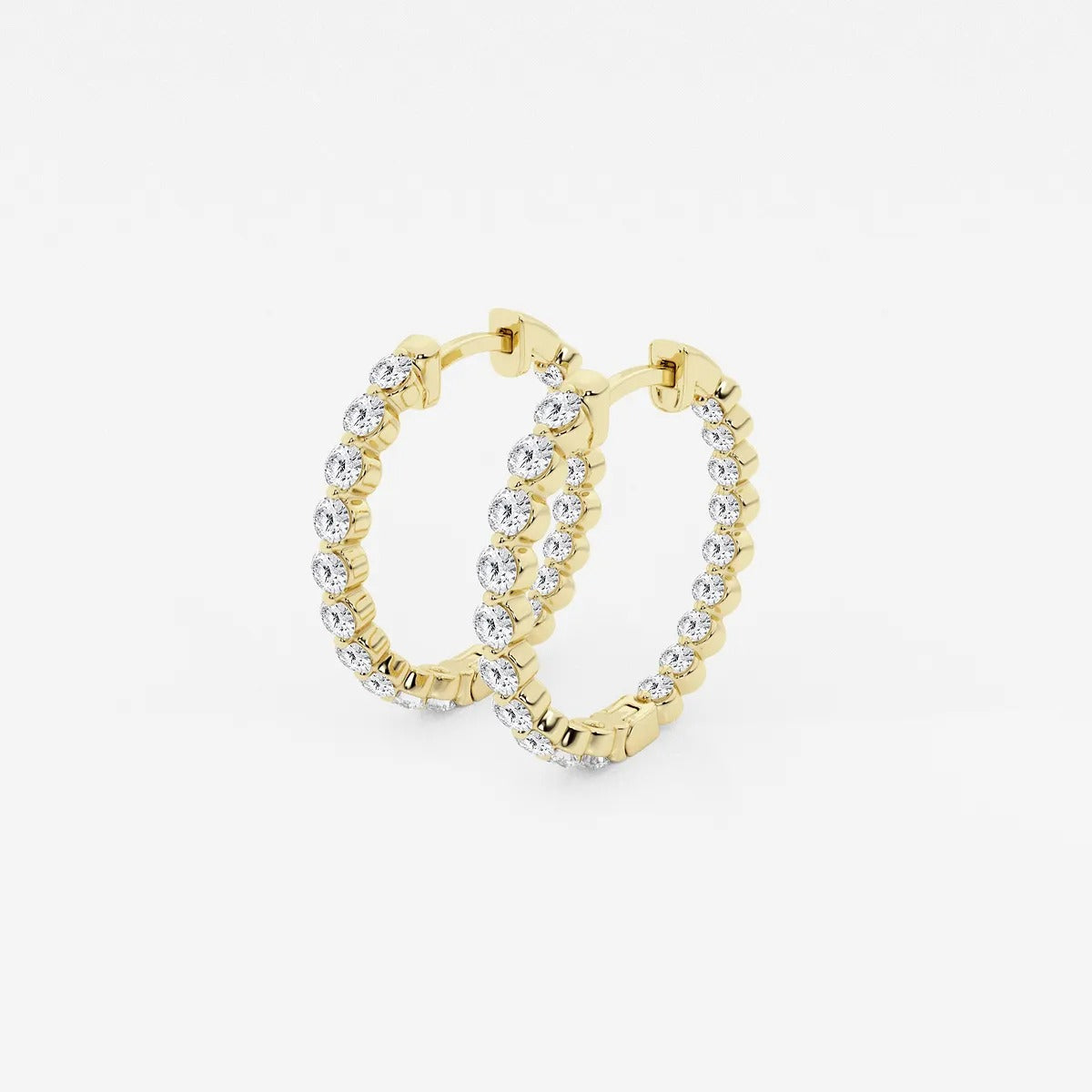 1 Ct Round Lab Grown Diamond Inside Out Floating Hoop Earrings