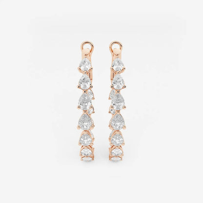 3.00 Ct Pear Lab Grown Diamond Inside Out Hoop Earrings