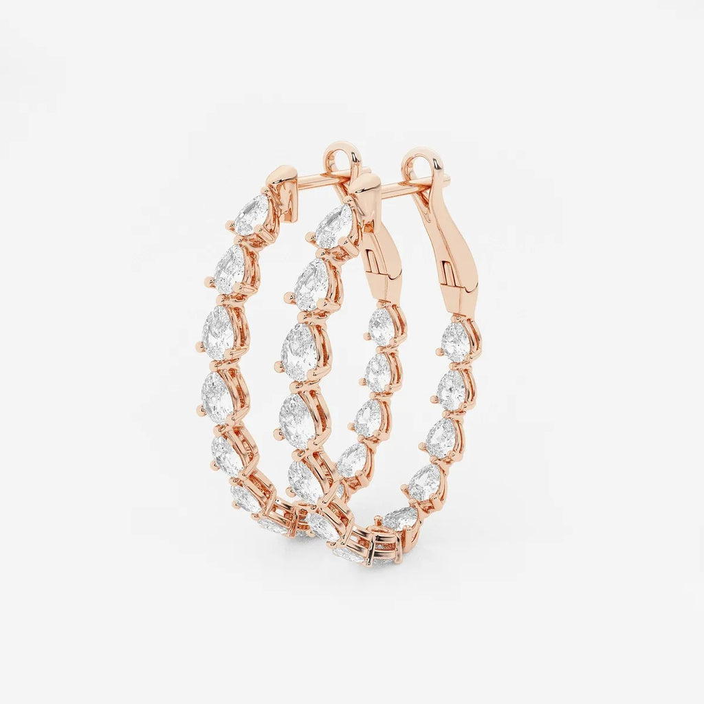 3.00 Ct Pear Lab Grown Diamond Inside Out Hoop Earrings