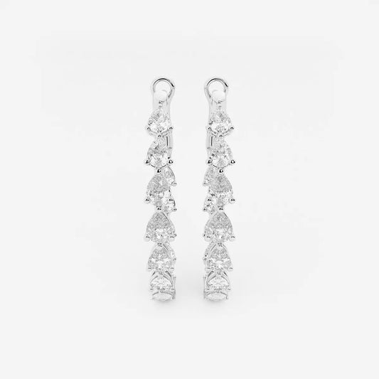 3.00 Ct Pear Lab Grown Diamond Inside Out Hoop Earrings
