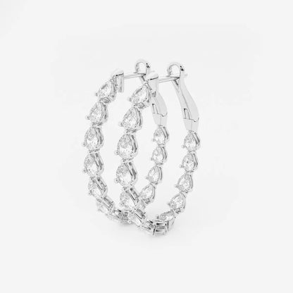 3.00 Ct Pear Lab Grown Diamond Inside Out Hoop Earrings