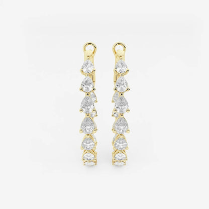 3.00 Ct Pear Lab Grown Diamond Inside Out Hoop Earrings
