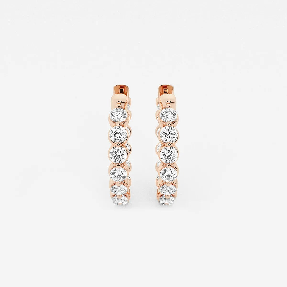 2 Ct Round Lab Grown Diamond Inside Out Floating Hoop Earrings