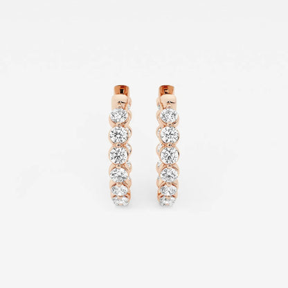 2 Ct Round Lab Grown Diamond Inside Out Floating Hoop Earrings