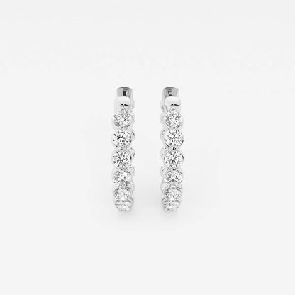 2 Ct Round Lab Grown Diamond Inside Out Floating Hoop Earrings