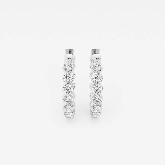 2 Ct Round Lab Grown Diamond Inside Out Floating Hoop Earrings