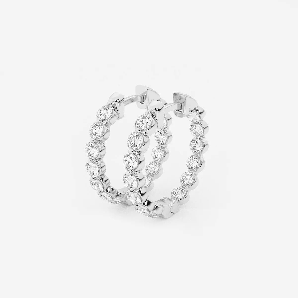 2 Ct Round Lab Grown Diamond Inside Out Floating Hoop Earrings