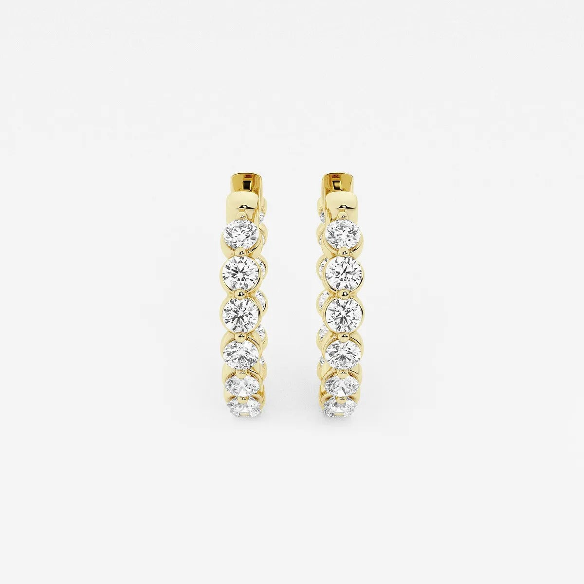 2 Ct Round Lab Grown Diamond Inside Out Floating Hoop Earrings