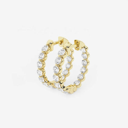 2 Ct Round Lab Grown Diamond Inside Out Floating Hoop Earrings
