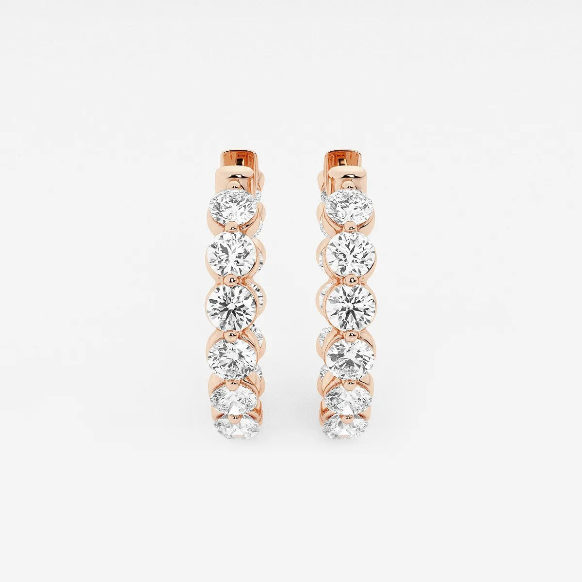 4 Ct Round Lab Grown Diamond Inside Out Floating Hoop Earrings