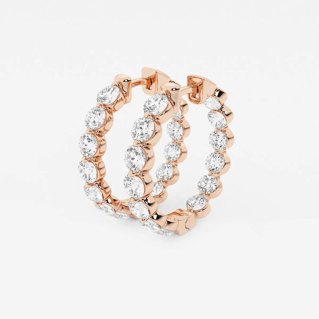 4 Ct Round Lab Grown Diamond Inside Out Floating Hoop Earrings