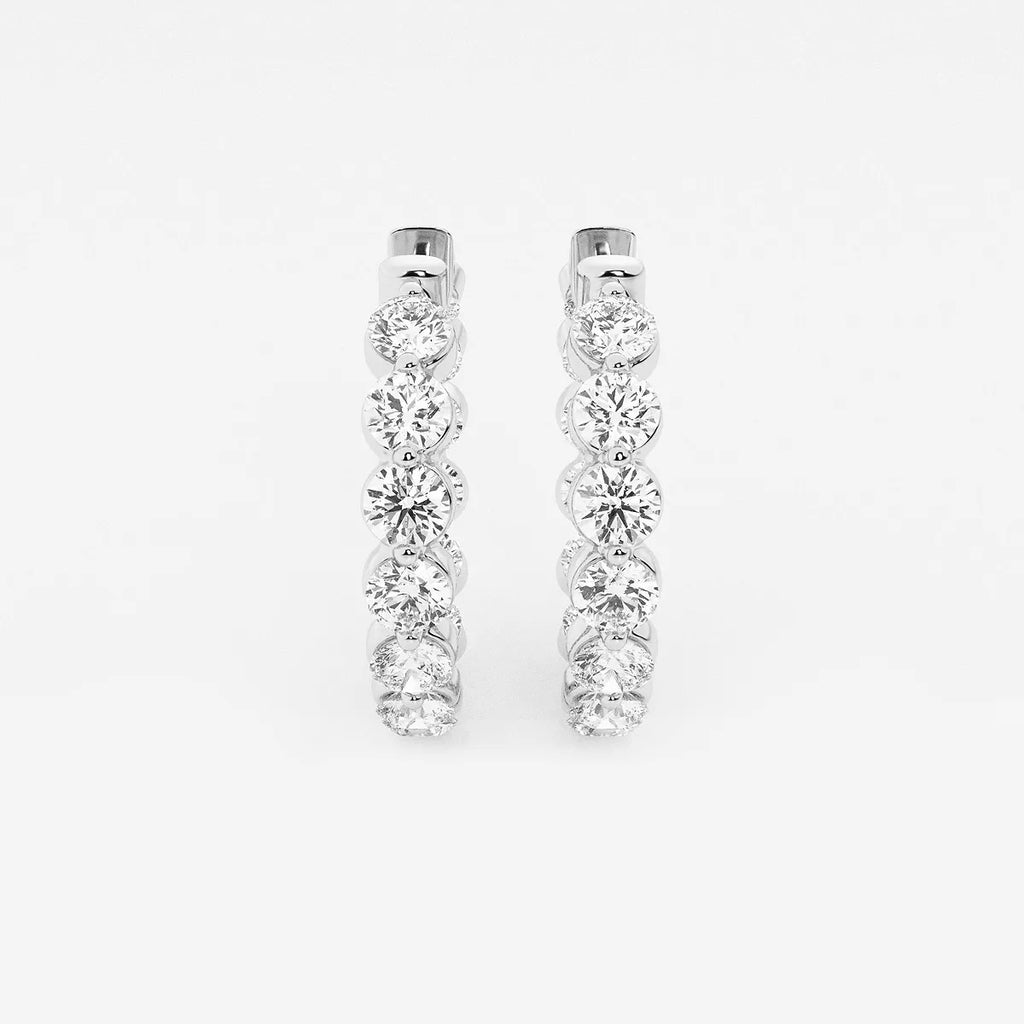 4 Ct Round Lab Grown Diamond Inside Out Floating Hoop Earrings