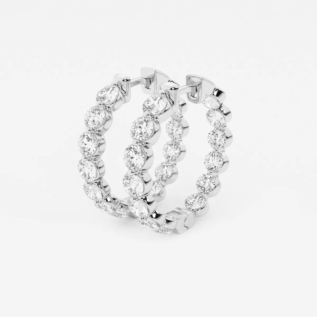 4 Ct Round Lab Grown Diamond Inside Out Floating Hoop Earrings