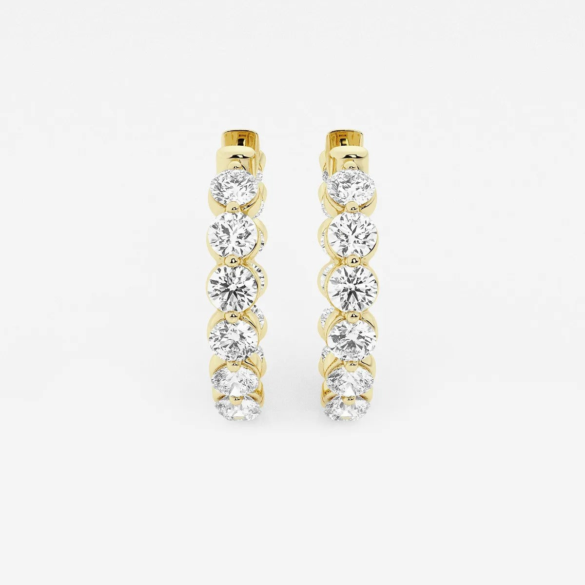 4 Ct Round Lab Grown Diamond Inside Out Floating Hoop Earrings