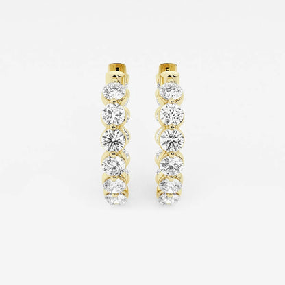4 Ct Round Lab Grown Diamond Inside Out Floating Hoop Earrings