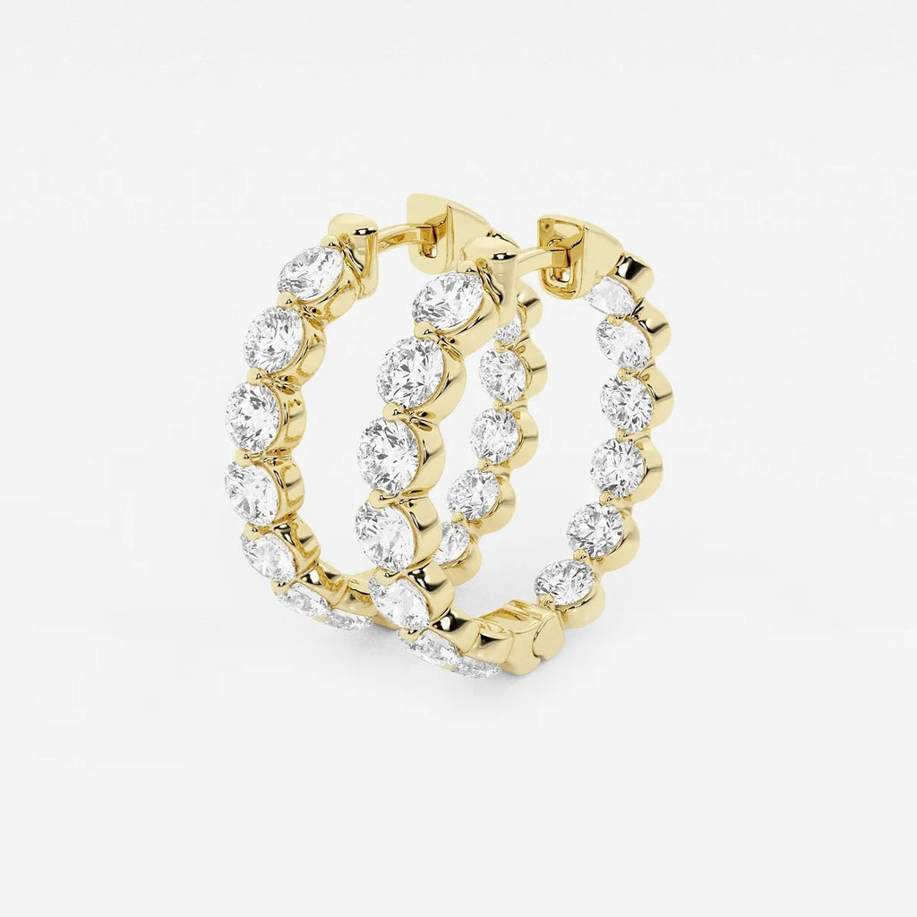 4 Ct Round Lab Grown Diamond Inside Out Floating Hoop Earrings