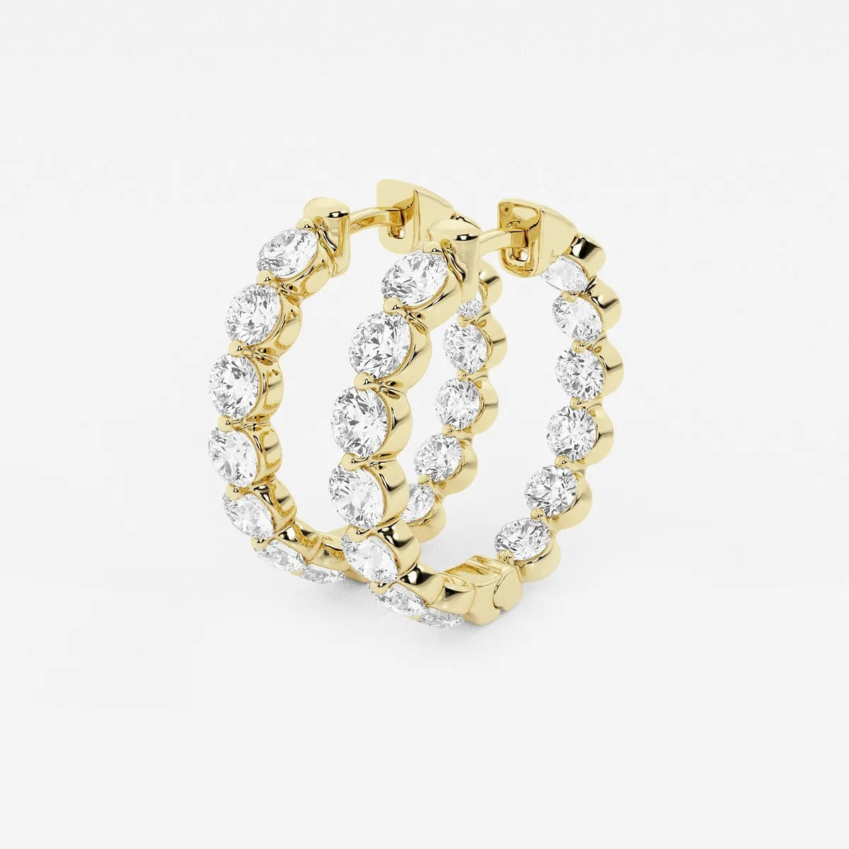 4 Ct Round Lab Grown Diamond Inside Out Floating Hoop Earrings