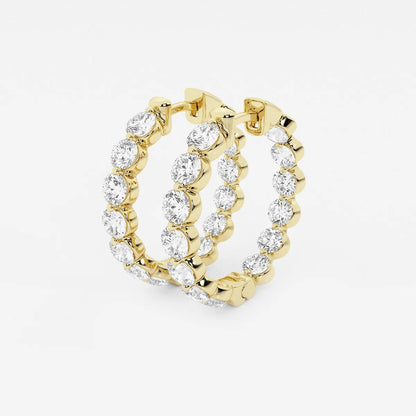 4 Ct Round Lab Grown Diamond Inside Out Floating Hoop Earrings