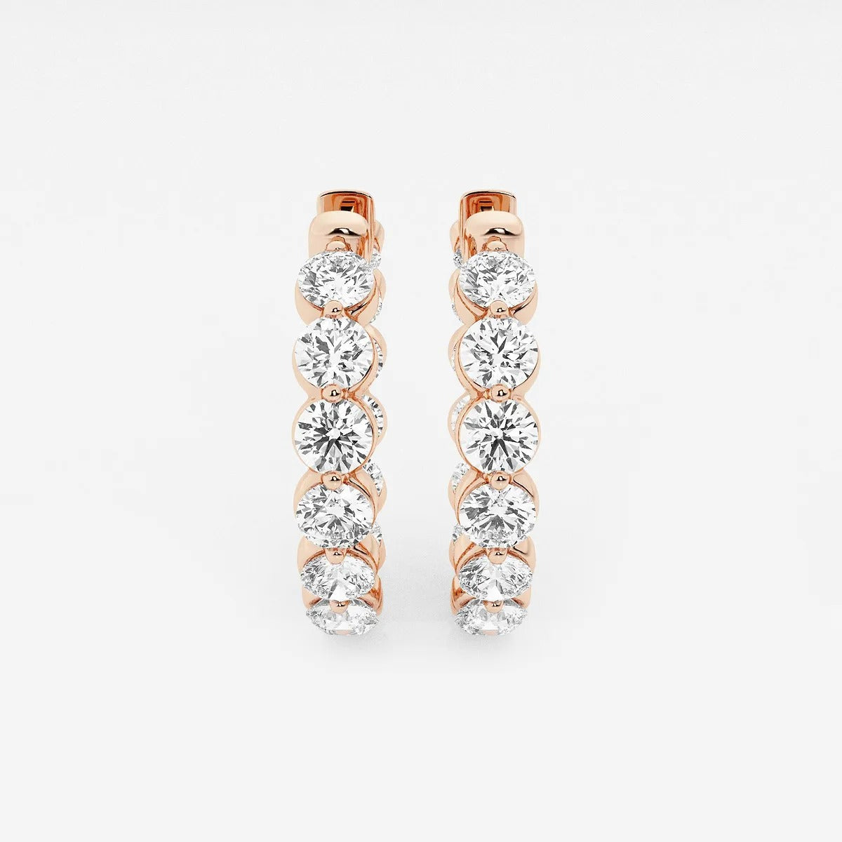 5 Ct Round Lab Grown Diamond Inside Out Floating Hoop Earrings