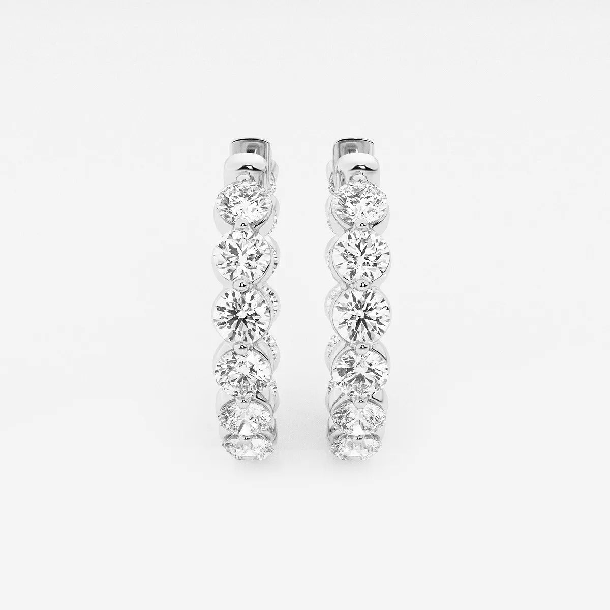 5 Ct Round Lab Grown Diamond Inside Out Floating Hoop Earrings