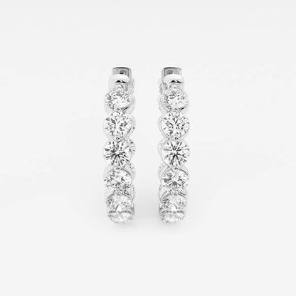 5 Ct Round Lab Grown Diamond Inside Out Floating Hoop Earrings