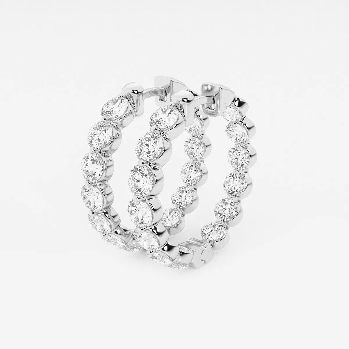 5 Ct Round Lab Grown Diamond Inside Out Floating Hoop Earrings