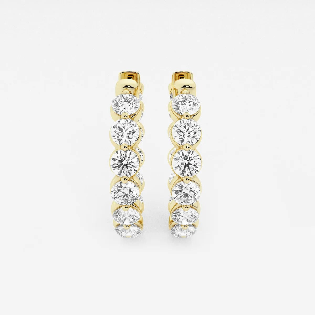 5 Ct Round Lab Grown Diamond Inside Out Floating Hoop Earrings