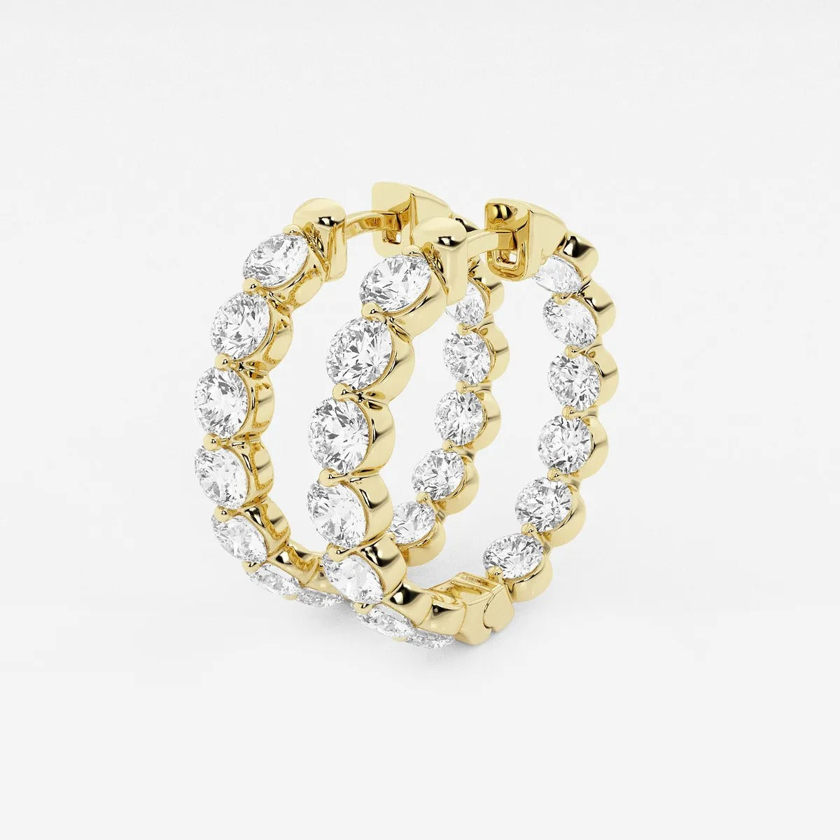 5 Ct Round Lab Grown Diamond Inside Out Floating Hoop Earrings