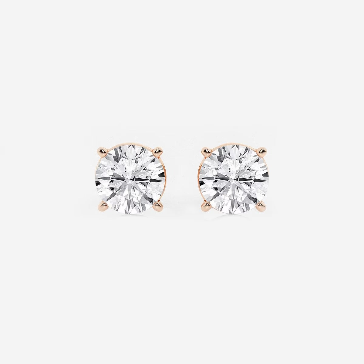3.00 CT Round Shap Near-Colorless 4-Prong Stud Earring