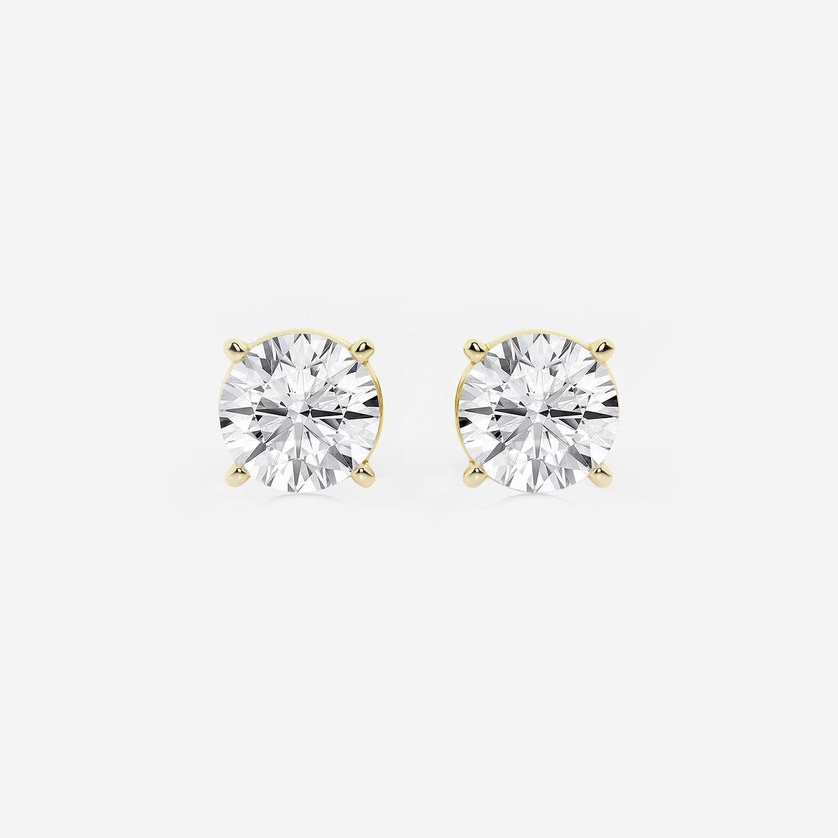 3.00 CT Round Shap Near-Colorless 4-Prong Stud Earring