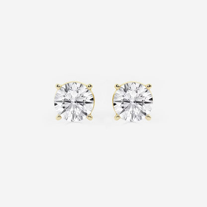 3.00 CT Round Shap Near-Colorless 4-Prong Stud Earring