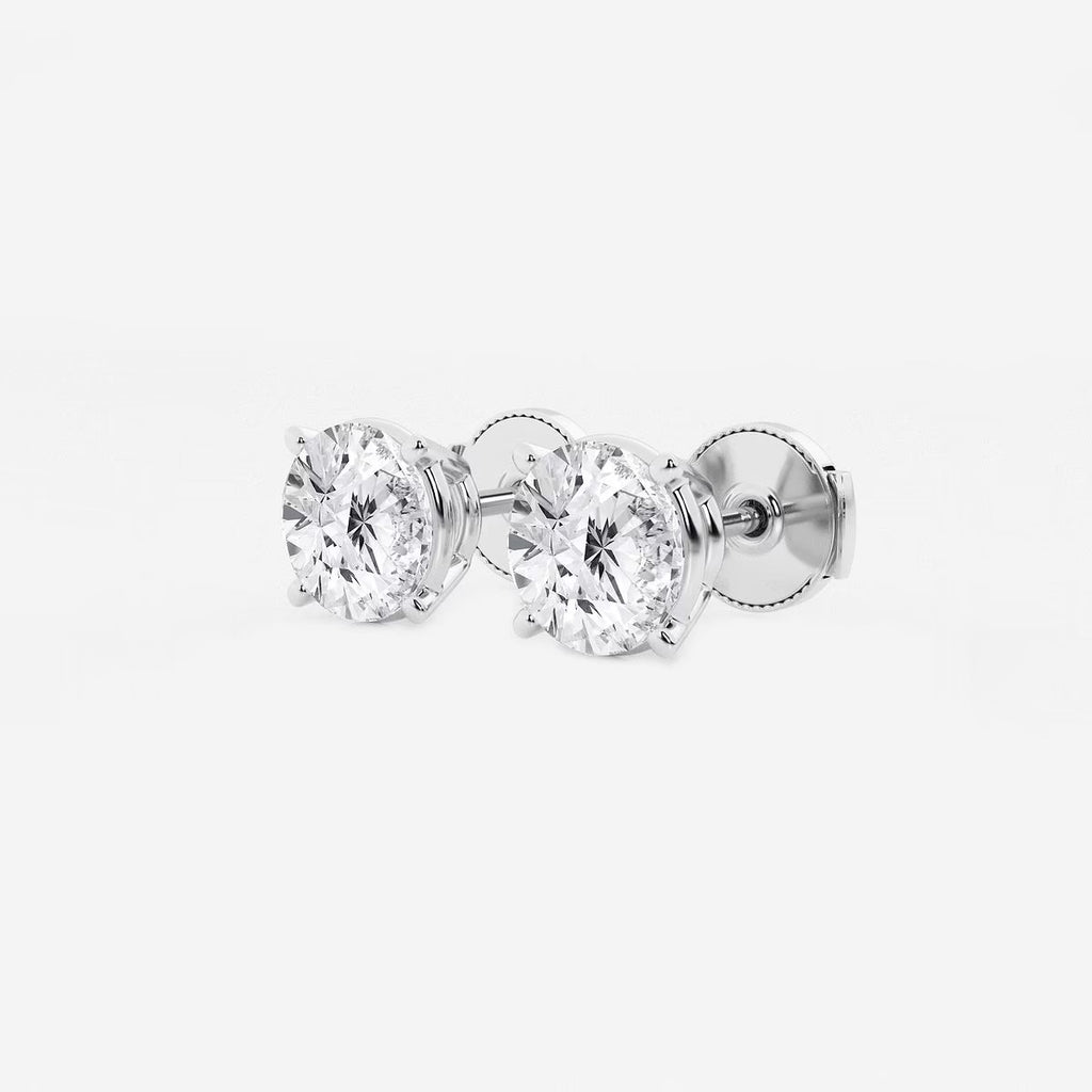 3.00 CT Round Shap Near-Colorless 4-Prong Stud Earring