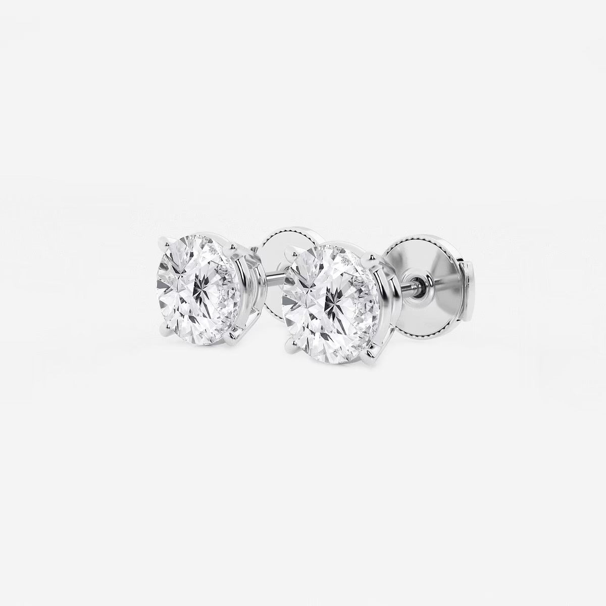 3.00 CT Round Shap Near-Colorless 4-Prong Stud Earring