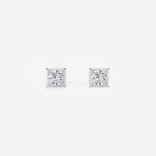 0.50 Ct Princess Shap Near-Colorless 4-Prong Stud Earring